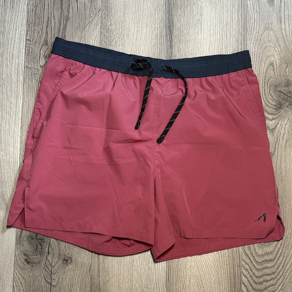 Men's Pink Athletic Shorts with Navy Waistband Size Large